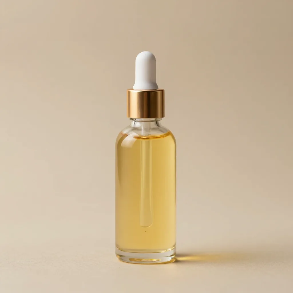 A glass bottle of golden emu oil